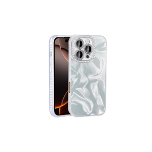Coque en silicone antichoc avec détails en pierre brillante de luxe pour iPhone 16 Pro Max 12Promax 7Plus - TPU blanc imprimé UV - Product Image 1