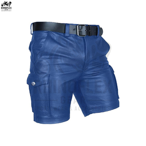 กางเกงขาสั้นหนังสำหรับผู้ชายกางเกงขาสั้นหนังดีไซน์แฟชั่นล่าสุดโลโก้ออกแบบได้ตามต้องการ - Product Image 4