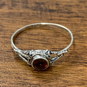1.3 Grams Natural <b>Garnet</b> <b>Ring</b> Fashionable Engagement <b>Ring</b> with Bezel Setting Rose Gold & Rhodium Plating Trendy Style - Product Image 1