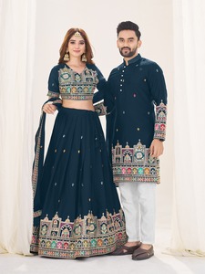 Heavy Designer Georgette with Sequins and embroidery Work Lehenga Choli With <b>Kurta</b> For Couple - Product Image 6