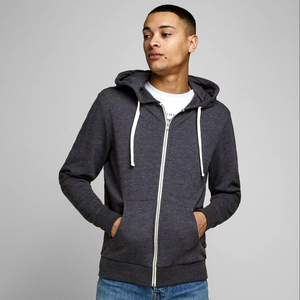 Sweat-shirt à capuche gris foncé pour homme, coupe classique, décontracté, en coton French Terry, imperméable, écologique, respirant, pour l'hiver - Product Image 1