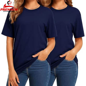 Camiseta extragrande Premium Camiseta extragrande de algodón azul y gris para mujer - Product Image 6