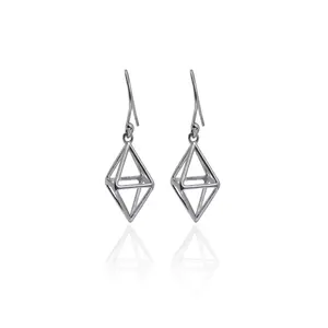 Boucles d'oreilles pendantes géométriques en or plaqué or vintage avec diamants pour bijoux de mariage pour femmes - Product Image 3