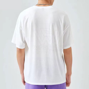 T-shirt 100% coton de couleur unie sur mesure pour hommes Streetwear T-shirts unisexes imprimés à coupe ample - Product Image 2
