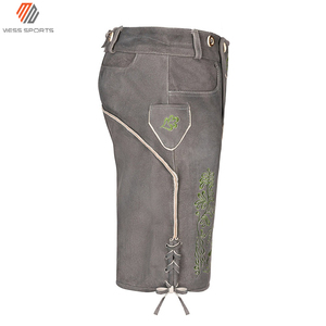 Shorts décontractés en cuir et tissu peigné pour hommes, respirants, séchage rapide, taille mi-haute, fermeture à cordon - Product Image 4