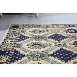 Tapis traditionnel Beige noir Vintage turc fait à la main laine Latex support Rectangle Patchwork pour adolescent chevet 3.8X6.1 pieds - Product Image 2