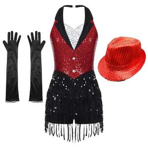 Tenue de danse jazz moderne, costume de danse en nylon et spandex, costume de patinage artistique, costume de gymnastique, costume de scène, costume de danse latine pour les compétitions - Product Image 2