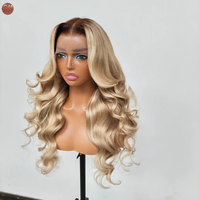Dunkelblonde Ombre-Farbe mit Honig-Effekt, 13x4 HD Transparente Spitze, Vorgezupfte Body Wave Echthaar-Perücken für Frauen