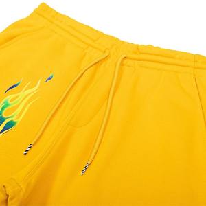 Custom <b>Yellow</b> <b>Men</b> Sweat <b>Shorts</b> Cotton Fleece Baggy Fit Blank <b>Men</b> Jogger Pants Hot Stamping Logo Wide Leg Sweat <b>Short</b> Pants <b>Men</b> - Product Image 5