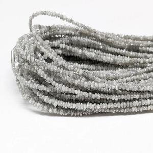 Perle de diamant blanc naturel non coupée brute faite à la main cadeau gris puces de diamant longues perles de pierre faisant des perles de bijoux en diamant - Product Image 3