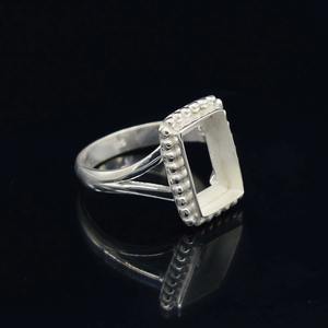 925 Sterling Silver Rope Wire Split Shank Band Ring Rectangle Bezel Blank Resin <b>Craft</b> <b>Supplies</b> DIY Handmade Ring Jewelry Bezel - Product Image 3