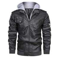 Blouson en cuir véritable noir pour homme, à capuche amovible, style motard, avec plusieurs fermetures éclair, chaud pour l'hiver, tenue décontractée