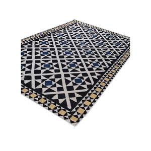 พรมขนสัตว์ทอลายเรียบอัลฮัมบราสีเทาและสีดำลายเรขาคณิตสำหรับบ้าน-ADWL-13161 - Product Image 2