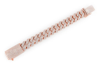 Bracelet Miami Cuban Link en Or Massif 10K avec Diamants de Laboratoire Taille Baguette, Style Hip Hop Rapper, Design Tendance Glacé, pour Homme, Idéal Soirée