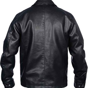 Autumn Winter Men's <b>Vintage</b> Faux Leather <b>Jacket</b> High Quality XS Size Stand Collar Zipper Closure Black Canvas <b>Jacket</b> for Ladies - Product Image 2