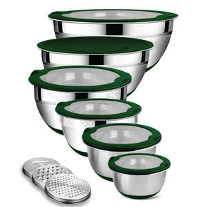 ชุดชามสเตนเลสกันลื่นแบบพรีเมี่ยมพร้อมฝาปิดโปร่งใส - Product Image 4