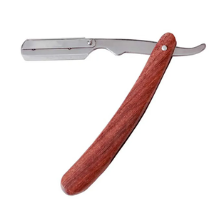 Afeitadora manual para hombre con seguridad de acero al carbono, maquinilla de afeitar de corte de garganta de una sola hoja, mango de madera, borde recto, afeitado cerrado - Product Image 6