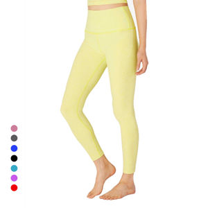 Pantalon de yoga personnalisé à taille haute, doux, extensible et anti-roulis, avec poche arrière, leggings à motif solide pour le contrôle du ventre, grande taille - Product Image 1