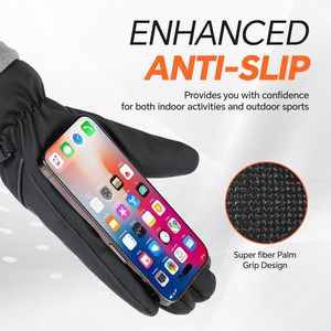 ถุงมือหนังกันหนาวแบบเต็มนิ้ว, ถุงมือโพลีเอสเตอร์ระบายอากาศกันลมกันน้ำหน้าจอสัมผัสกันลื่นขนแกะ unisex - Product Image 3