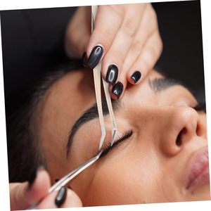 BESTYASH Pince à cils inclinée en acier inoxydable Outil de précision pour l'application de faux cils Extensions de cils Adhésif pour cils - Product Image 2