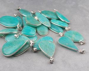 Handmade Amazonite <b>Crystal</b> <b>Pendants</b> Multi-Shape Minimal Necklace Jewelry Solid Brass Silver Plating Fashion <b>Pendants</b> Charms - Product Image 5