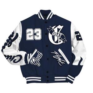 Custom <b>Leather</b> Sleeves Athletic Style Varsity <b>Jacket</b> for Men Chenille Embroidery <b>Retro</b> Stand Collar Outerwear Winter <b>Jacket</b> - Product Image 3