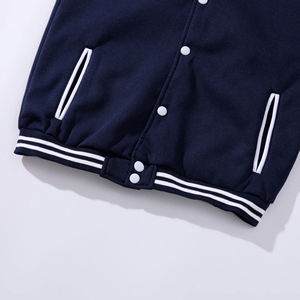 Veste universitaire élégante pour femmes avec broderie respirante de couleur unie et doublure confortable en laine Veste longue coupe - Product Image 6