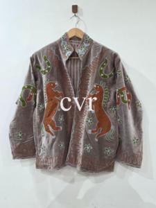 Abrigo de terciopelo bordado a mano con cuello mandarín, manga larga, estampado animal, talla grande, ropa de abrigo de invierno para mujer - Product Image 3