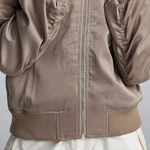 แจ็กเก็ตบอมเบอร์สำหรับผู้หญิงเสื้อแจ็กเก็ตสีพื้นมีปกดีไซน์คลาสสิกใส่สบายทันสมัย - Product Image 5