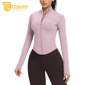 Women's Lightweight Long Sleeve UPF 50+ Hoodie Breathable Full Zip Winter Workout Sun Protection with <b>Stand</b> Collar - Product Image 1