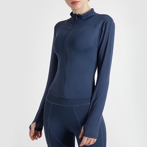 Haut de yoga personnalisé en spandex respirant, nylon et polyester, grande taille, vestes de fitness pour femmes, vêtements de sport légers de qualité supérieure, demi-zip - Product Image 5