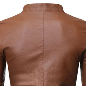 Coated Bomber Leather Jacket for Men Street Wear Front Logo - Product Image 3