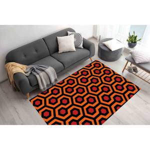 Tapis géométrique moderne rouge, le tapis imprimé brillant, avec poils doux - Product Image 2