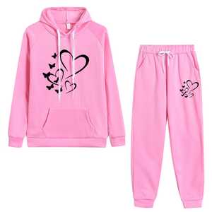 ชุดวอร์ม2ชิ้นสำหรับผู้หญิงชุดออกกำลังกายแขนยาวลำลองฤดูหนาว - Product Image 1