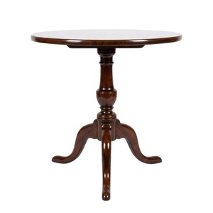 Mesa de Centro de Madera Antigua con Pedestal, Mesa de Té Redonda, Reproducción Antigua, Mesa de Centro para Sala de Estar, Mesa Auxiliar - Product Image 3