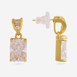 Boucles d'oreilles pendantes 191550 en argent 92,5 avec motif géométrique, or 14K et 18K, zircon, perle et diamant pour mariage, fête ou cadeau - Product Image 5