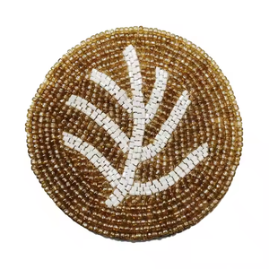 Dessous de verre perlé artisanal en or et noir Design géométrique rond pour la protection de la table décorative par MD Handicrafts - Product Image 3