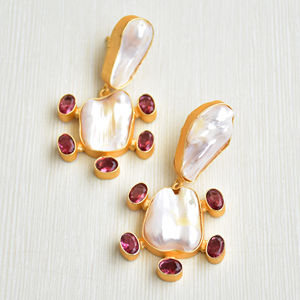 Pendientes de Perlas de Latón al por Mayor, Pendientes de Piedra Orgánica, Latón Chapado en Rodio, Diseño Único, Moda al por Mayor - Product Image 4