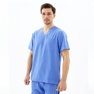 Alta calidad antiarrugas su propia marca Scrubs médico elástico uniforme para hombre Scrub Set médico Scrubs Top y pantalones - Product Image 4