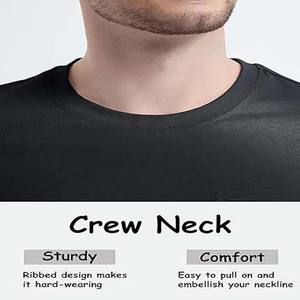 Chemises de couleur noire vêtements pour hommes grande taille coton Polyester de qualité supérieure col rond avec poche respirant hommes t-shirt - Product Image 5