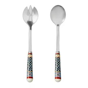 Ensemble de 2 cuillères à servir en argent pour table à manger avec une belle poignée en céramique pour restaurant - Product Image 2