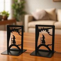 Porte-livres en métal noir moderne, fourchette et cuillère, idéal pour les livres de recettes de chef, l'organisation de la cuisine et le rangement des cours de cuisine