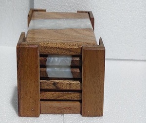 Unique 4 Inch Walnut Wood Coasters Handmade Aesthetically Pleasing Tree River Shaped Epoxy <b>Resin</b> Mats Pads - Product Image 5