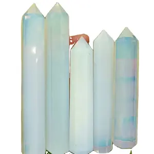 Venta al por mayor natural Opalite varita piedra cristales de alta calidad obelisco Torre punto para la energía curativa y Reiki meditación