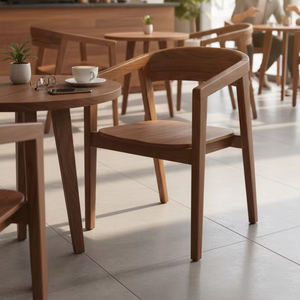 เก้าอี้ทานข้าวไม้สักทรงโค้งรุ่น SOLOBEAT ดีไซน์ทันสมัย เป็นมิตรกับสิ่งแวดล้อม เหมาะสำหรับร้านอาหารและบ้าน - Product Image 1