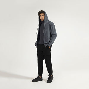 เสื้อฮู้ดผู้ชายแบบลำลองมีซิปมีฮู้ดขนแกะ80/20มีหลายขนาด - Product Image 6