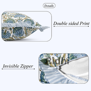 Housse de coussin lombaire 20x36 motif floral asperge vert à volants style western, imprimée à la main, en coton, pour canapé, chaise, chambre d'enfant - Product Image 2