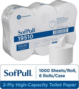 กระดาษชำระ SofPull Centerpull แบบ 2 ชั้น ความจุสูง สีขาว 1,000 แผ่น/ม้วน 6 ม้วน/กล่อง (19510) - Product Image 6