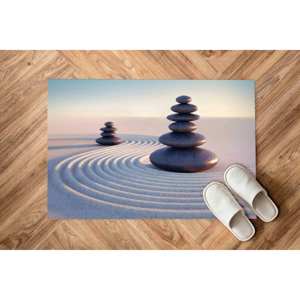 Tapis Zen Stones, style minimaliste moderne, chenille, décoration de salon, tapis imprimé 3D japonais, tapis en velours - Product Image 5