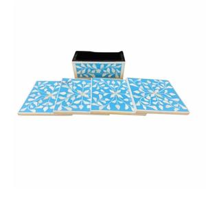 ชุดที่รองแก้วแบบฝังลายดอกไม้4ชิ้นพร้อมที่รองแก้วแฮนด์เมดสำหรับเครื่องดื่มพร้อมที่วางแก้วสำหรับโต๊ะกาแฟ - Product Image 3